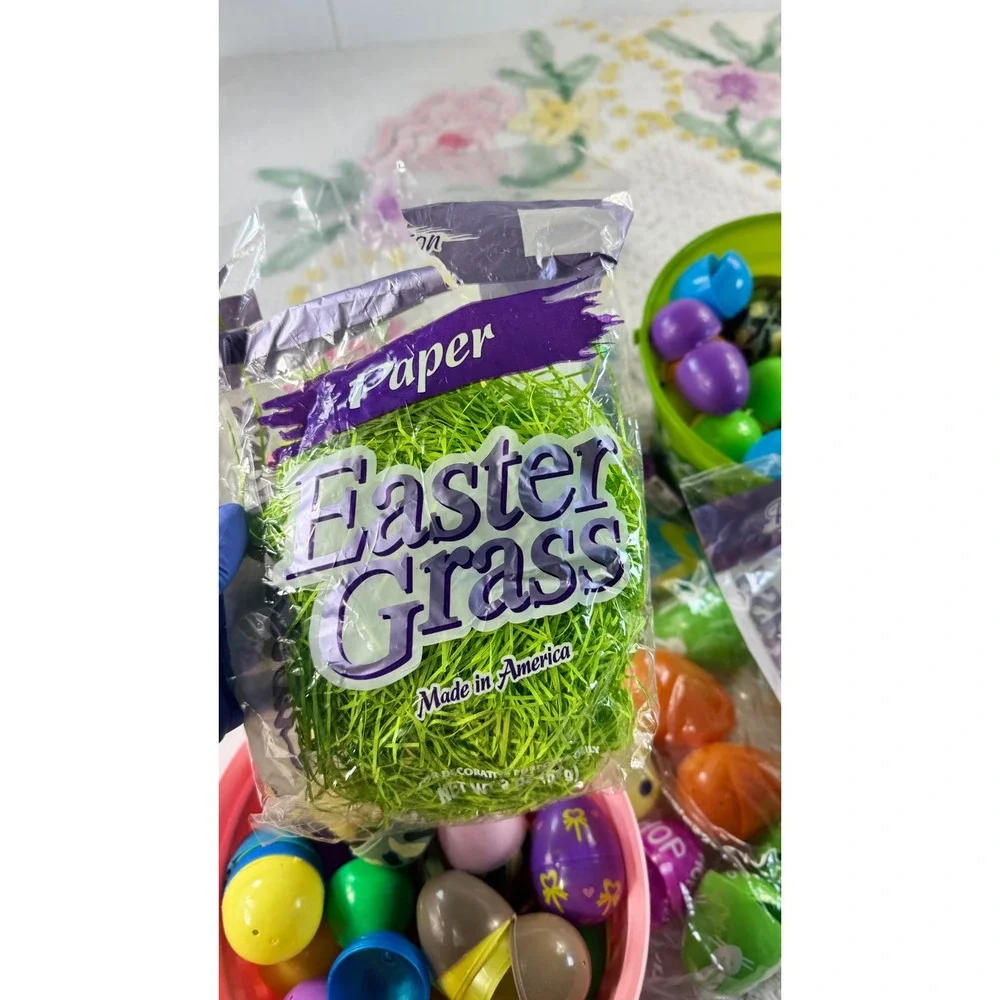 Easter Bundle PAAS Marble Kit Sugar Crystal Eggs Plastic Buckets Grass Lot